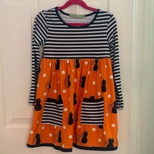 Matilda Jane Black and Orange Cat Print Dress